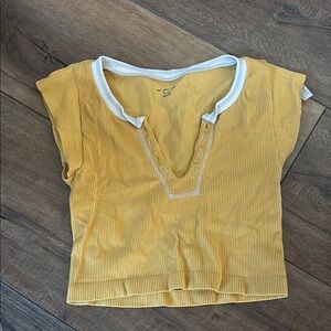 Yellow Ribbed Women's Top